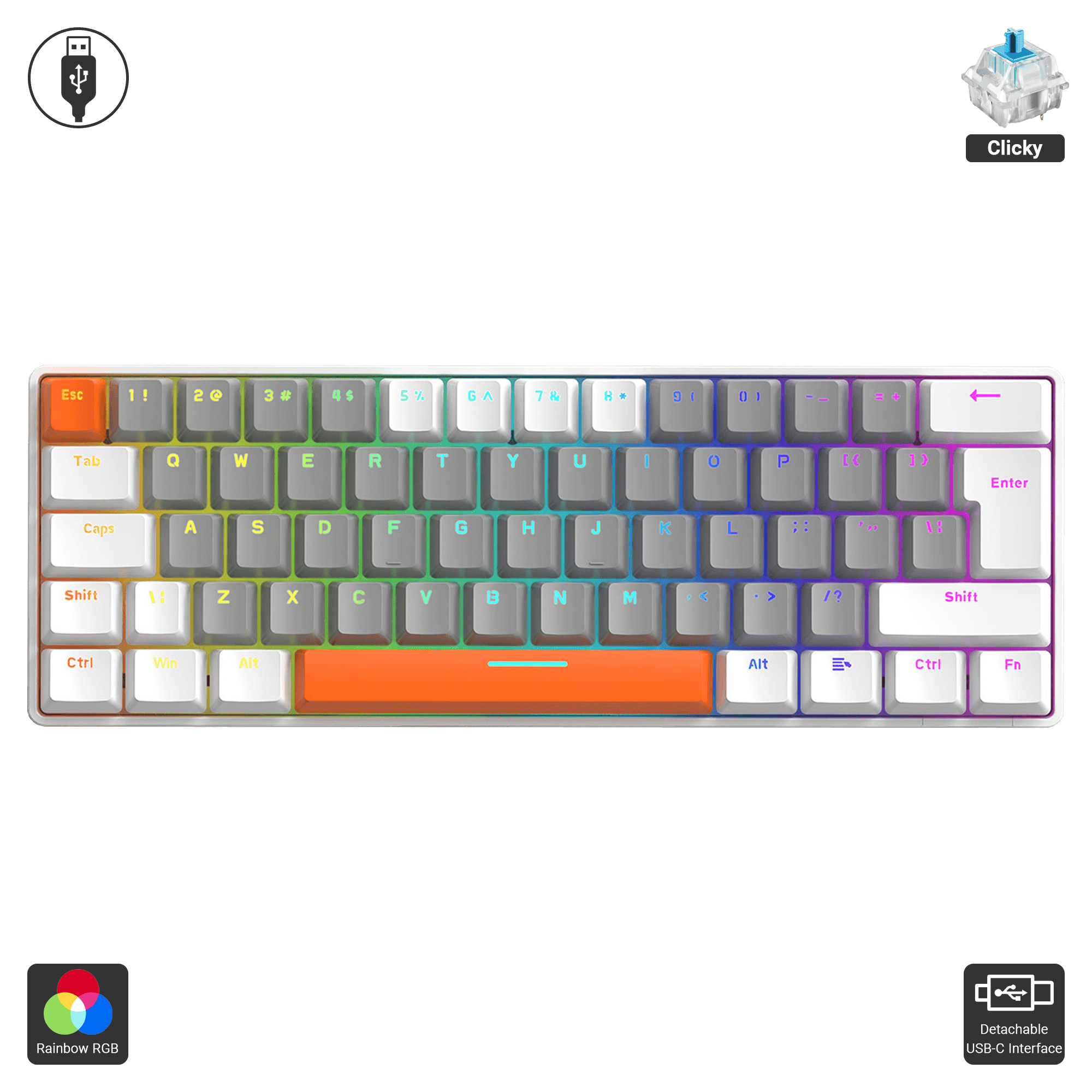 LEAVEN T60 - Mini meccanica tastiera da gaming 60% Compact rgb led