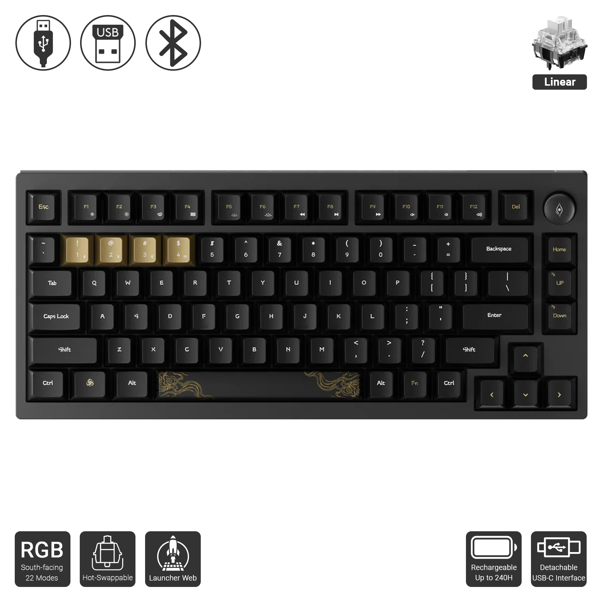 Keychron Black Myth Wukong メカニカルキーボード Keychron Black Myth Wukong 黒神話：悟空 ワイヤレスメカニカル